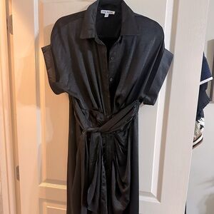 Black faux wrap dress